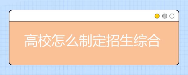 高校怎么制定招生综合评价政策