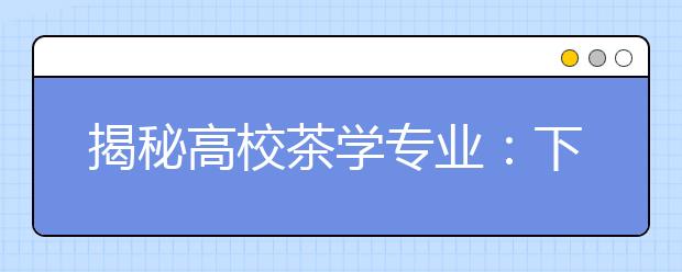 揭秘高校茶学专业：下地种茶高档茶叶随便喝