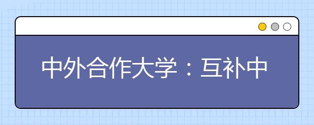 中外合作大学：互补中悄然重构