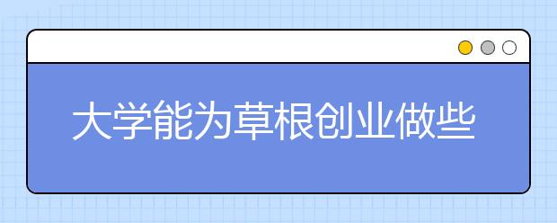 大学能为草根创业做些什么?