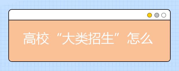 高校“大类招生”怎么招