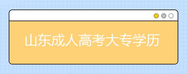 山东成人高考大专学历有用吗