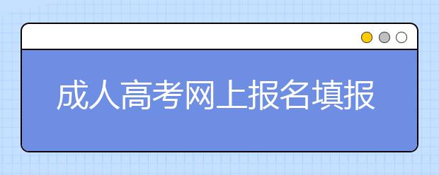 成人高考网上报名填报志愿时需要注意什么