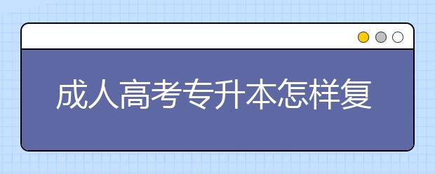 成人高考专升本怎样复习比较好