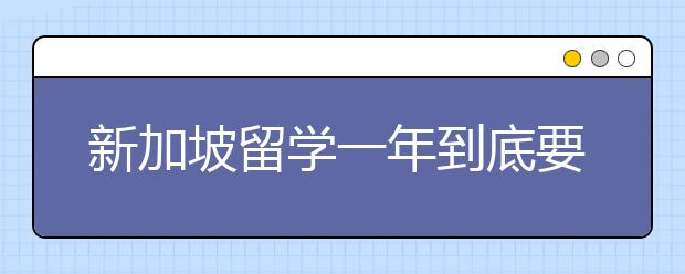 新加坡留学一年到底要花多少钱