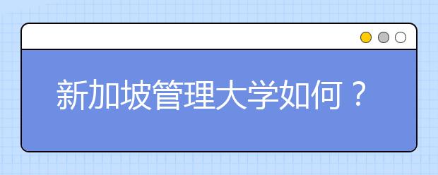 新加坡管理大学如何？