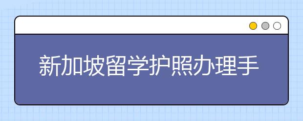 新加坡留学护照办理手续