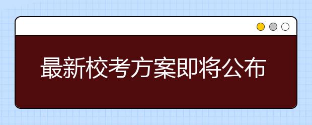 最新校考方案即将公布！这几点请务必注意！