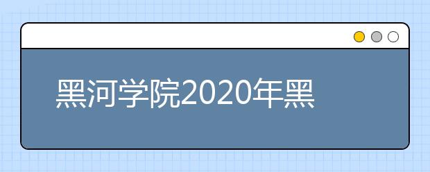 黑河学院2020年黑龙江省书法学专业校考报名4月2日截止