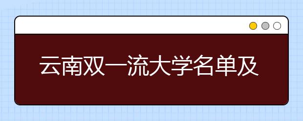 云南双一流大学名单及分数线排名(新版)