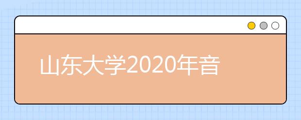 山东大学2020年音乐学专业校考调整方案