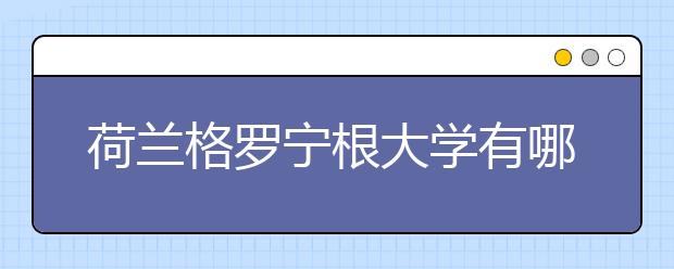 荷兰格罗宁根大学有哪些专业