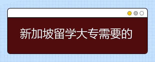 新加坡留学大专需要的条件