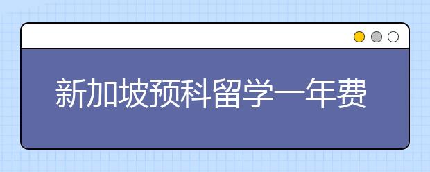 新加坡预科留学一年费用