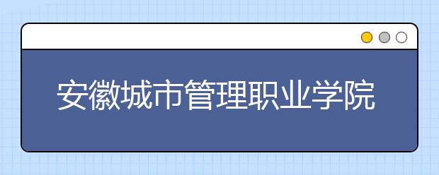 安徽城市管理职业学院2020年招生章程