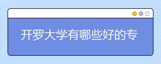 开罗大学有哪些好的专业