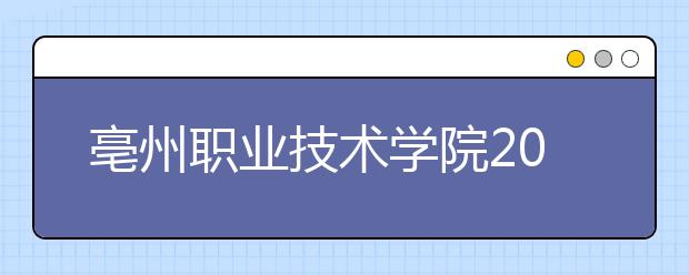 亳州职业技术学院2020年安徽省高职分专业招生计划