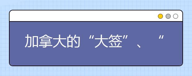 加拿大的“大签”、“小签”分别都是什么签证