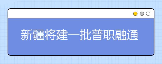 新疆将建一批普职融通综合高中