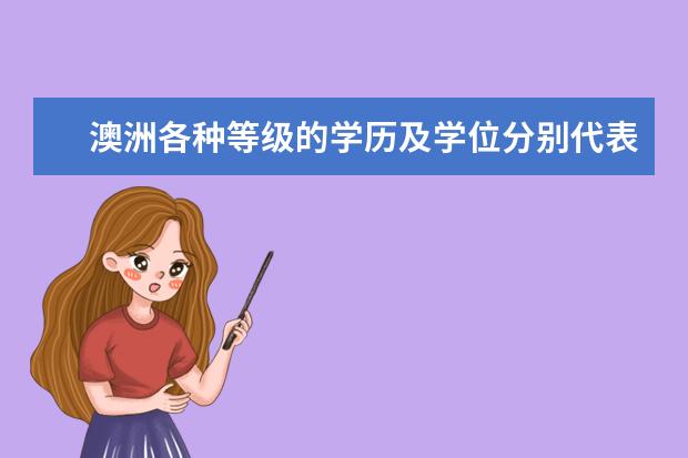 澳洲各种等级的学历及学位分别代表什么？