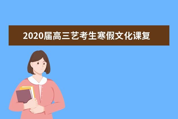 2020届高三艺考生寒假文化课复习攻略